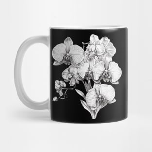 Black and White Coloring Book/Tattoo Style Orchid Blossoms Mug